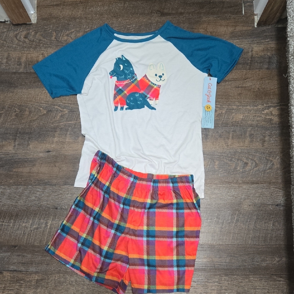 Kids Blue & White Llama Raglan Pajama Set